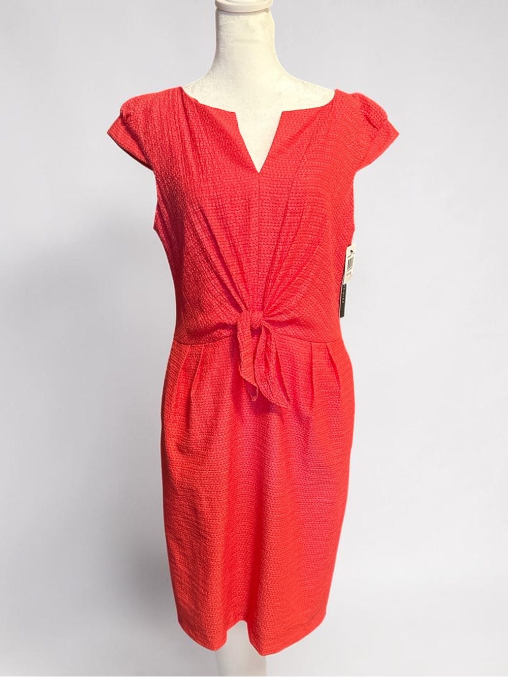 David Meister Coral Tie-Front Cap Sleeve Dress-size 10 NWT